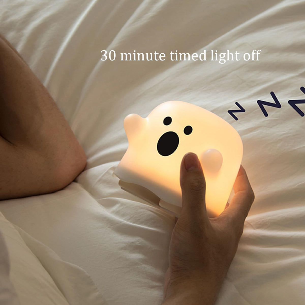 Cute Halloween Ghost Night Light, Smart Timing LED Small Table Lamp USB Rechargeable Touch Control Night Light for Baby Nursery