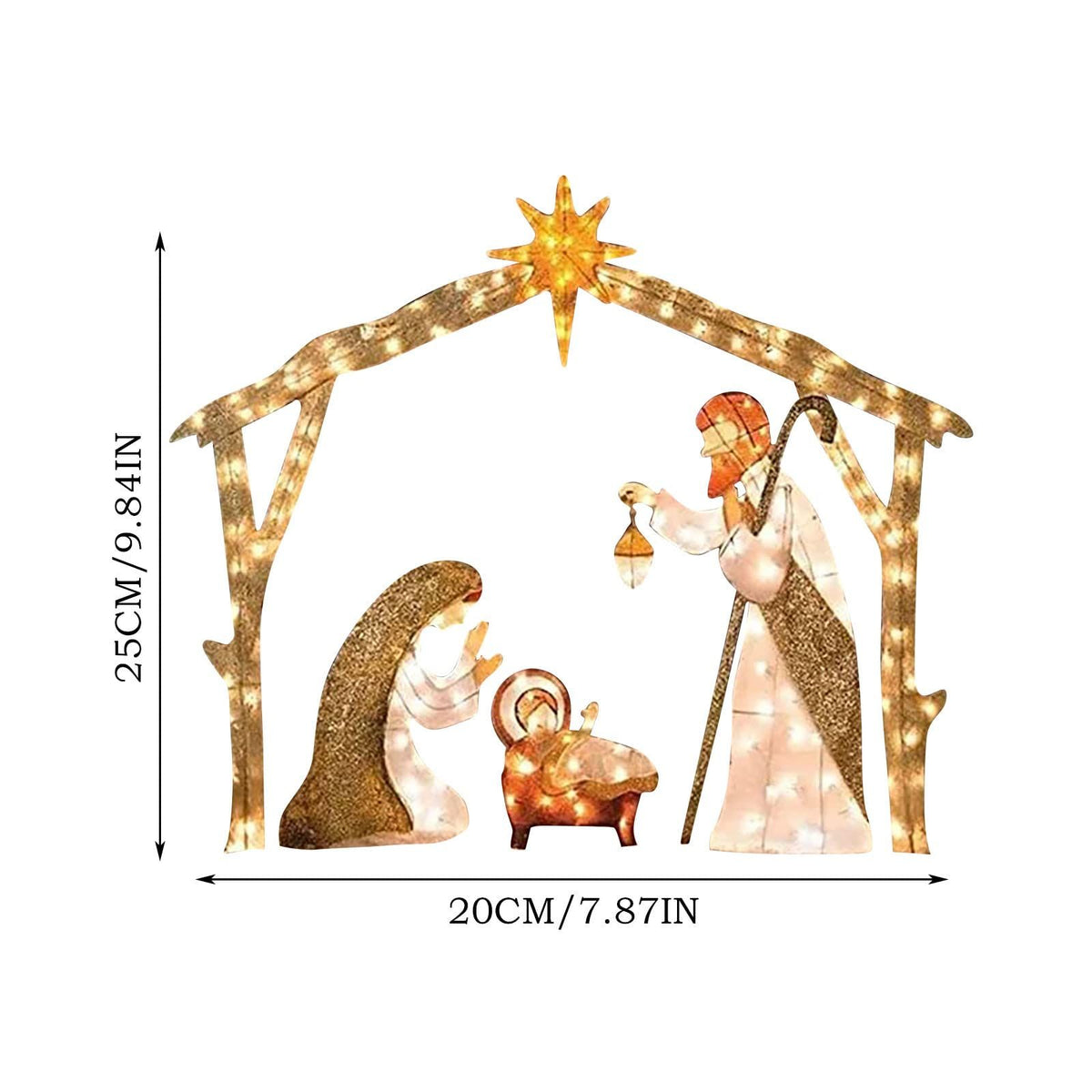 Lighted Christmas Decorations Outside Nativity Set, Light Up Nativity Scene Silhouette Indoor , for Yard with Lights Metal Stakes