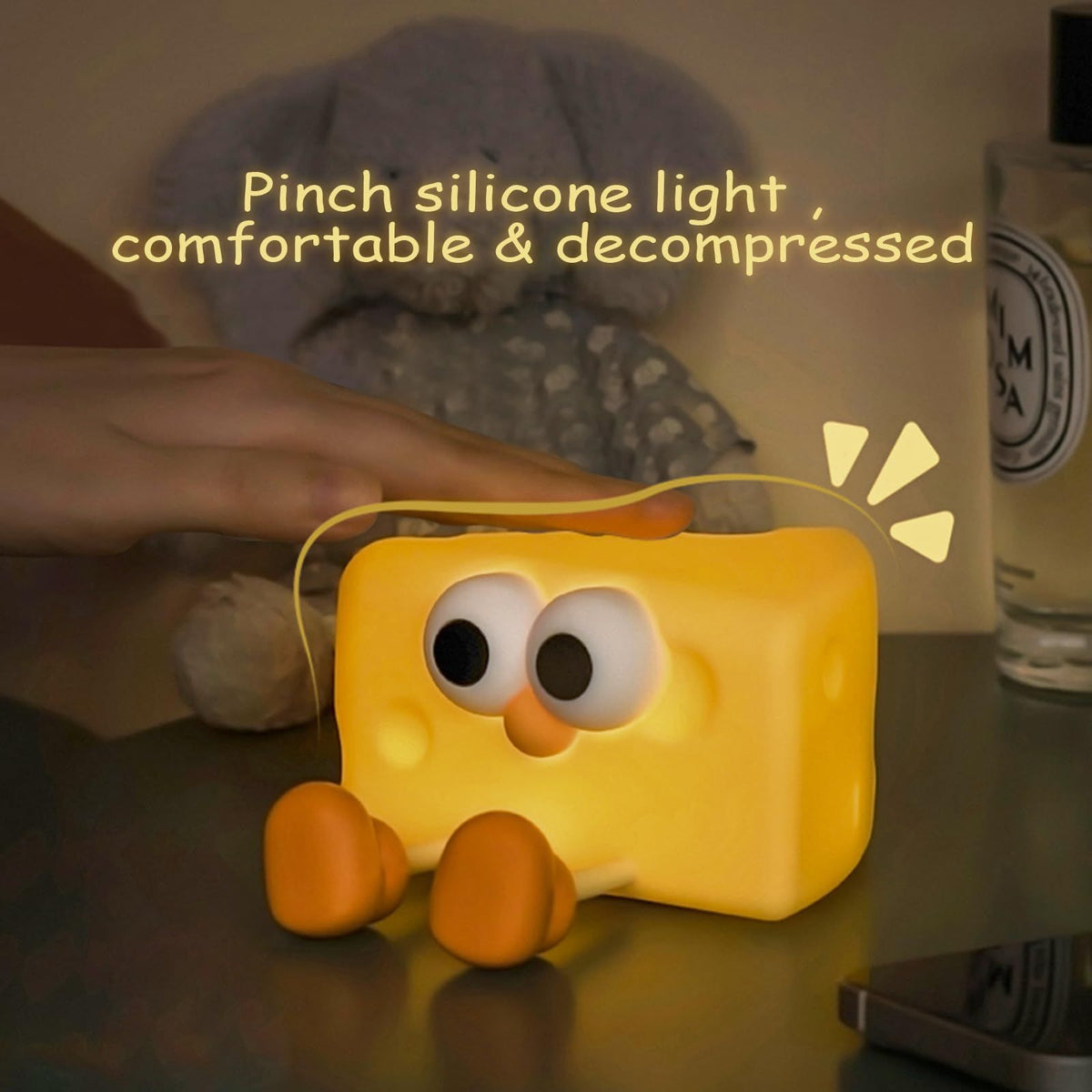 Cheese Cute Night Light,Adjustable Light USB LED Night Lamp,Soft Silicone Kids and Baby Night Lights for Bedroom，Boys and Girls