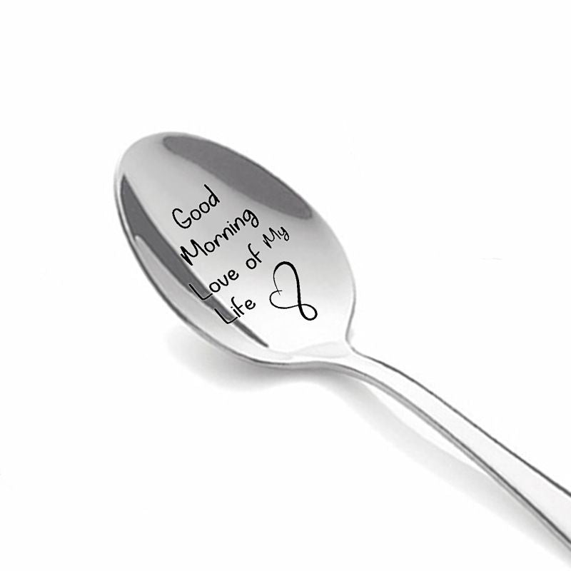 6 pcs Love You More Spoon,Love You More Engraved Spoon,Stainless Steel Espresso Spoon,Tea Coffee Dessert & Soup Spoon