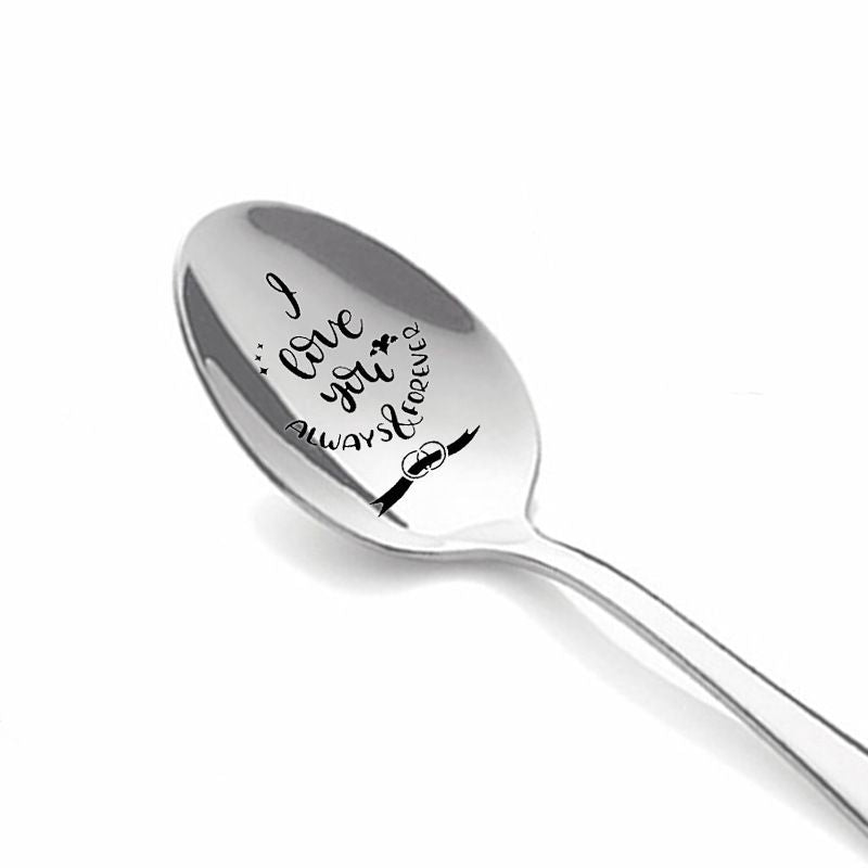 6 pcs Love You More Spoon,Love You More Engraved Spoon,Stainless Steel Espresso Spoon,Tea Coffee Dessert & Soup Spoon