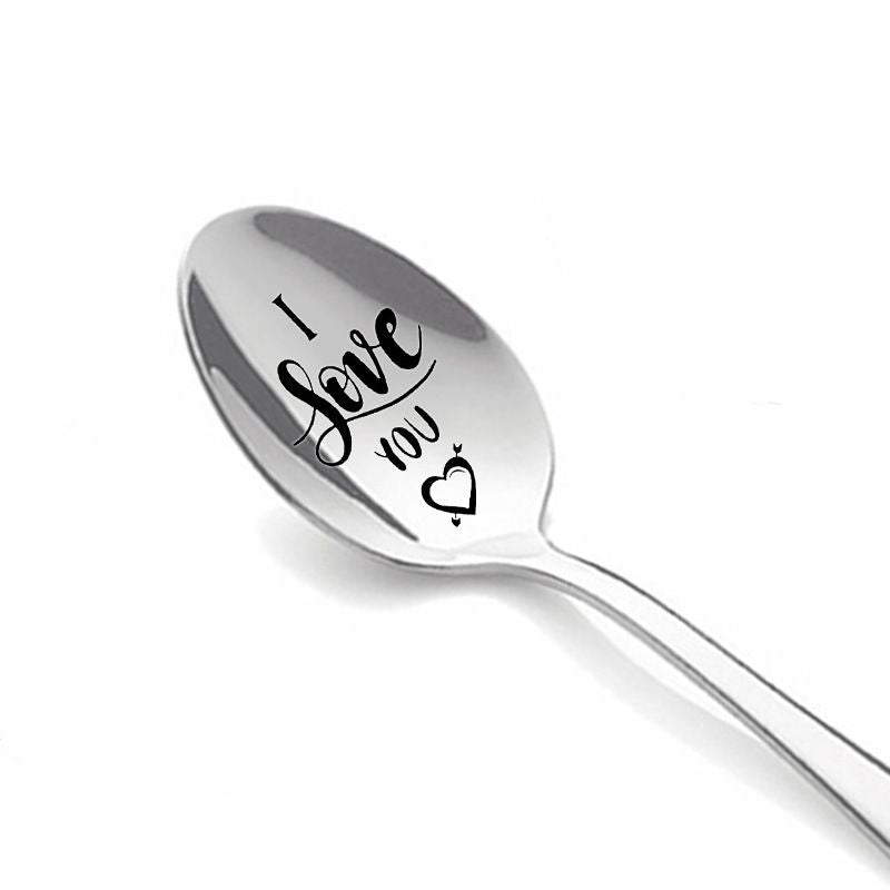 6 pcs Love You More Spoon,Love You More Engraved Spoon,Stainless Steel Espresso Spoon,Tea Coffee Dessert & Soup Spoon