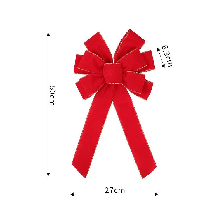 Red Bows Christmas Decorations Big Wired Velvet Bow with Gold Border for Wreaths Outdoor, Gift Wrapping, Tree Topper, Outside