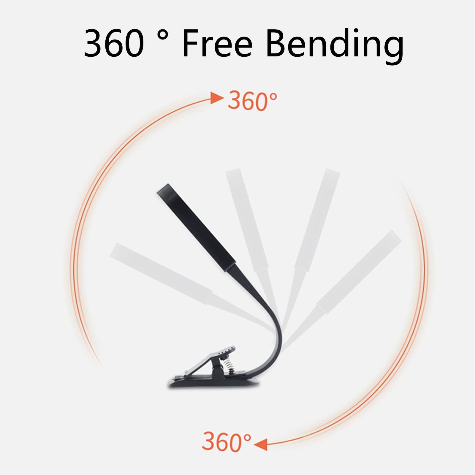 Rechargeable Book Reading Light Lamp, LED Book Lamp for Reading in Bed Eye Caring Adjustable Brightness