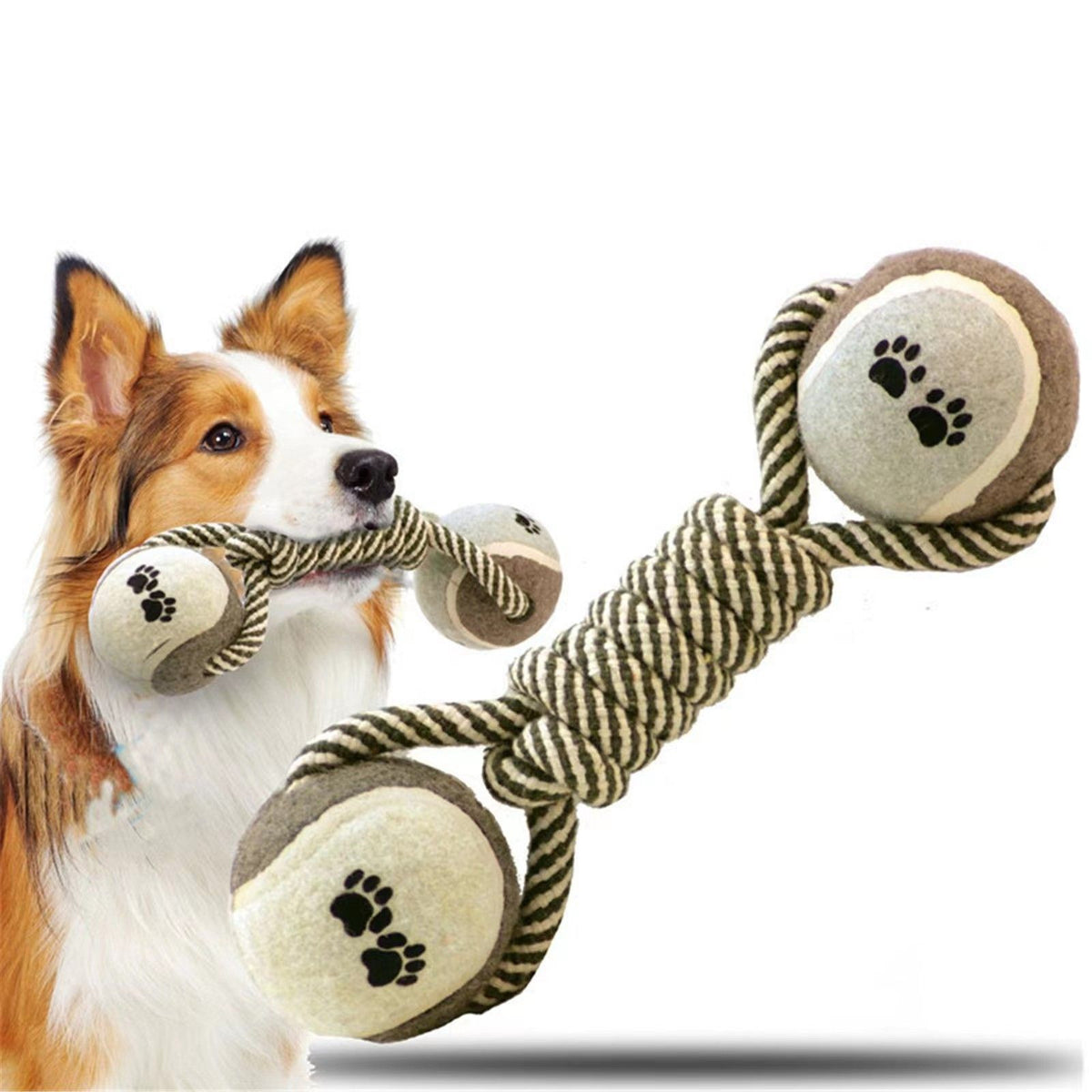 Dog chew Toy, Cotton Rope Tennis Dumbbell Dog Toy, Dog Knot Toy Ball, Interactive Toy with Rope Dog Ball, Very Suitable