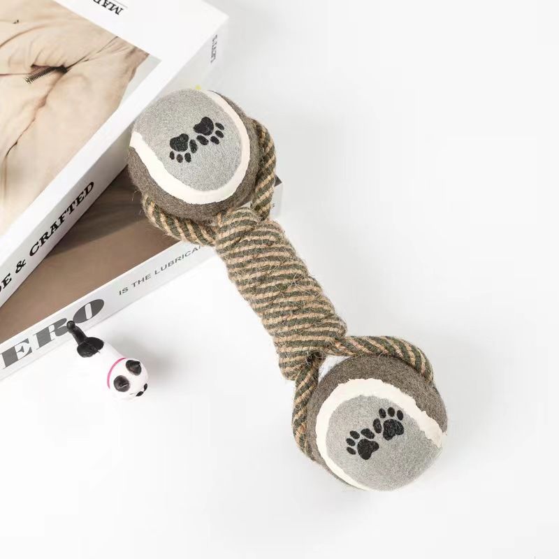 Dog chew Toy, Cotton Rope Tennis Dumbbell Dog Toy, Dog Knot Toy Ball, Interactive Toy with Rope Dog Ball, Very Suitable