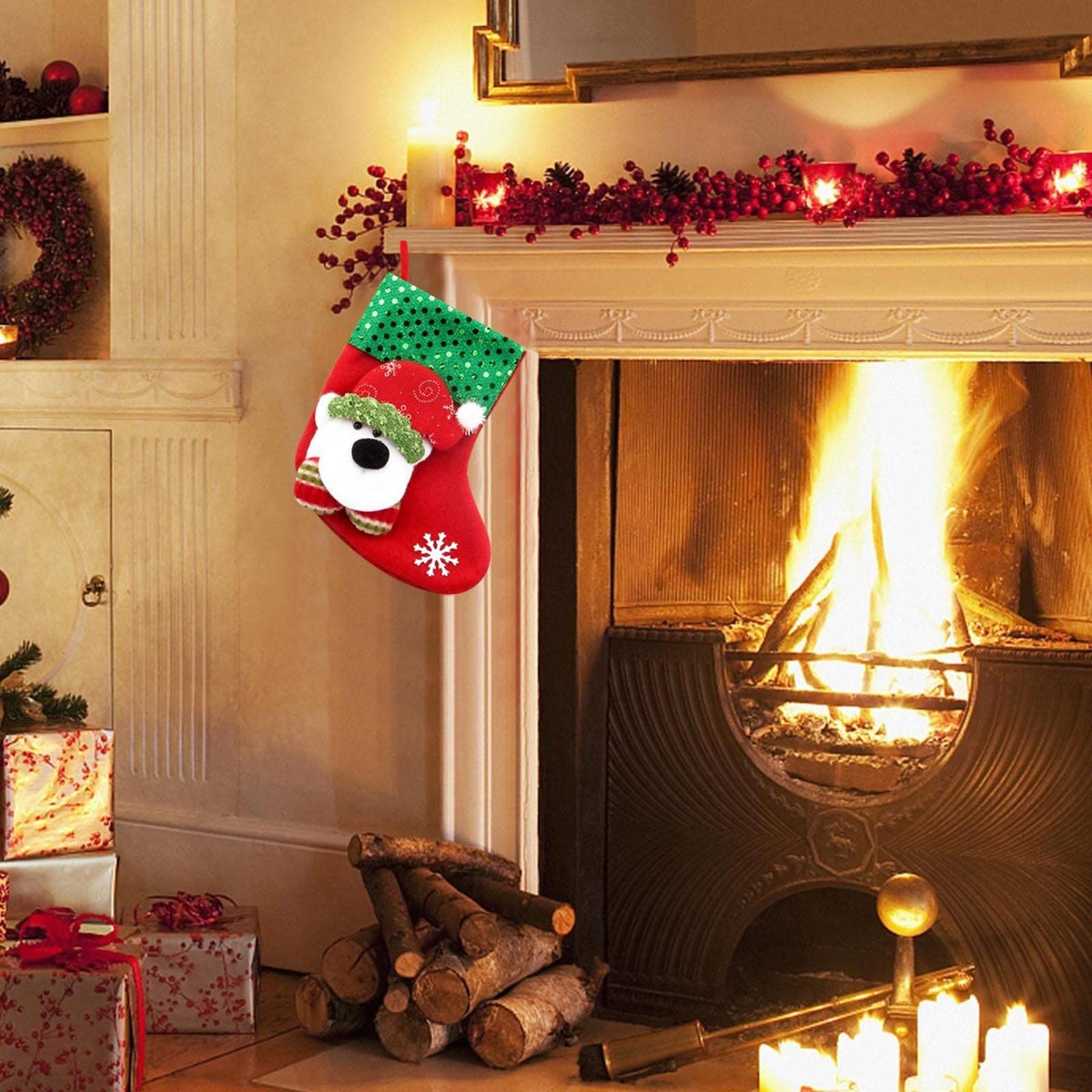 Christmas stockings gift bag 3D Santa Claus snowman reindeer plush socks hanger Christmas socks decoration Christmas