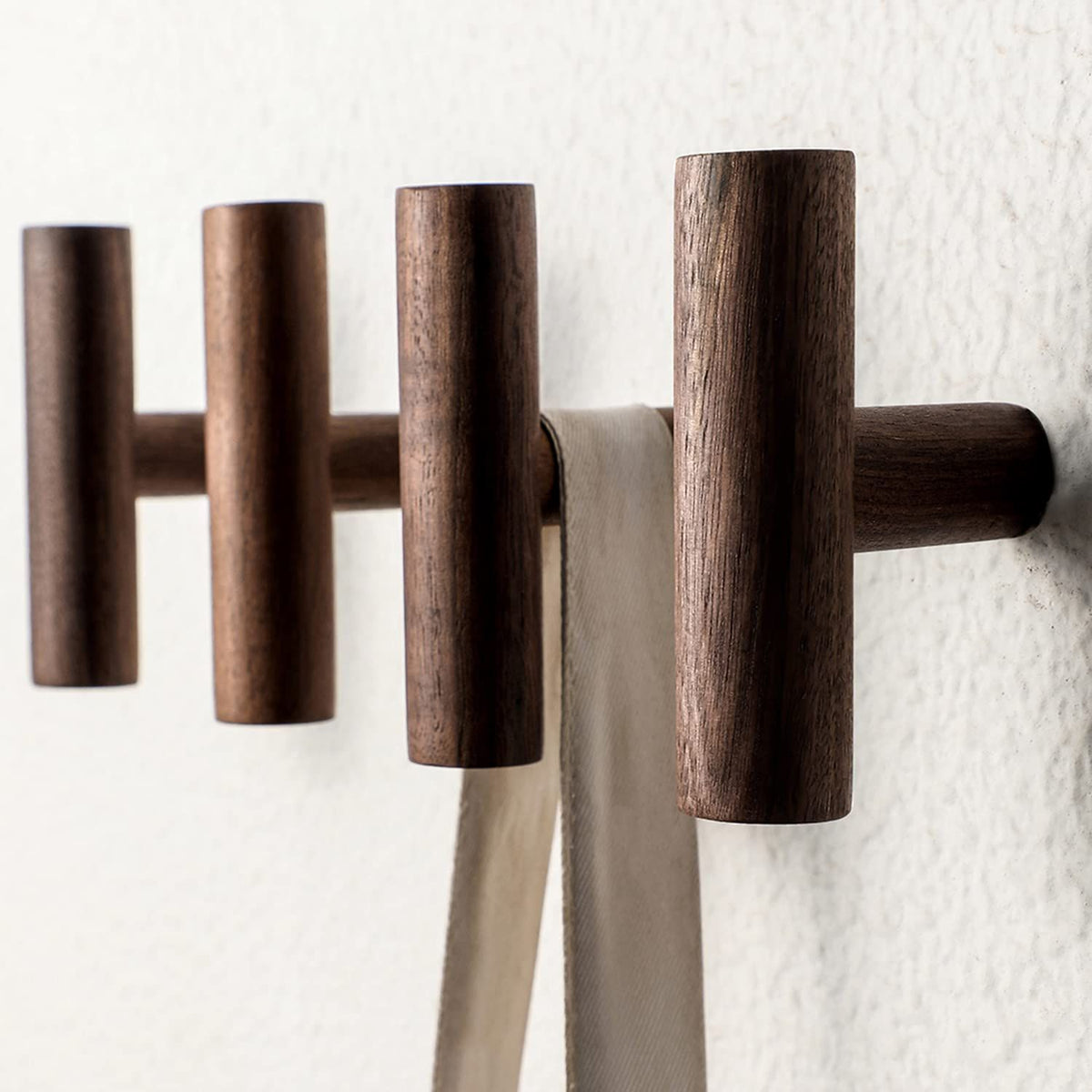 4pcs Natural Single Coat Wood Coat Pegs Wall Mounted Vintage Single Organizer Hanger Wood Coat Hanger for Hanging Hat, Towel