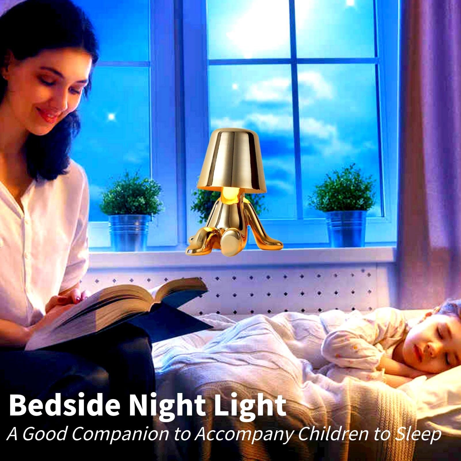 Table Lamp Bedside Touch Lamp Rechargeable Nightstand Light LED Battery Operated Desk Lamp for Home Office, Bedroom, Living Room