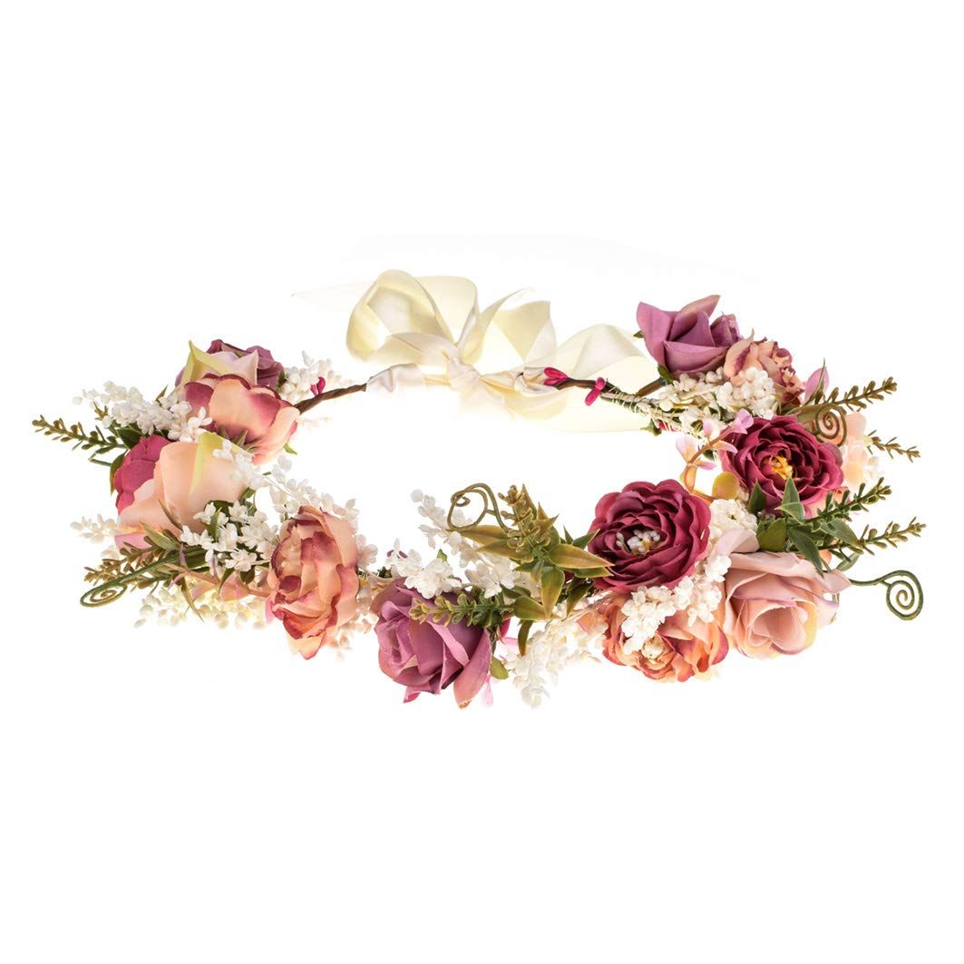 Wedding Flower Crown Girls Floral Headband Hair Wreath Garland Boho Halo Floral Headpiece Women Festival Party