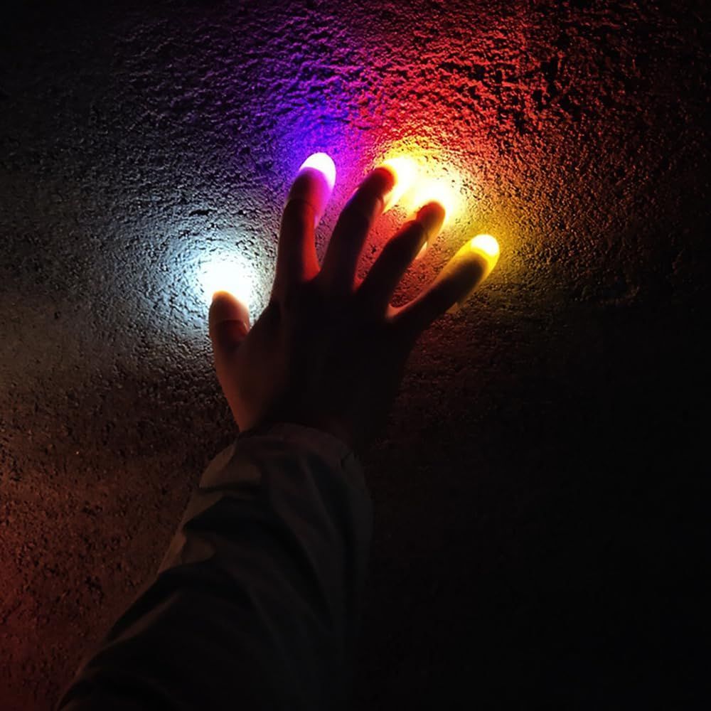 5 Pair Creative Magic Thumb Tip LED Light Magic Trick Finger Lights for Dance Party Props - Blue/Green/Red Light Red White/ yellow