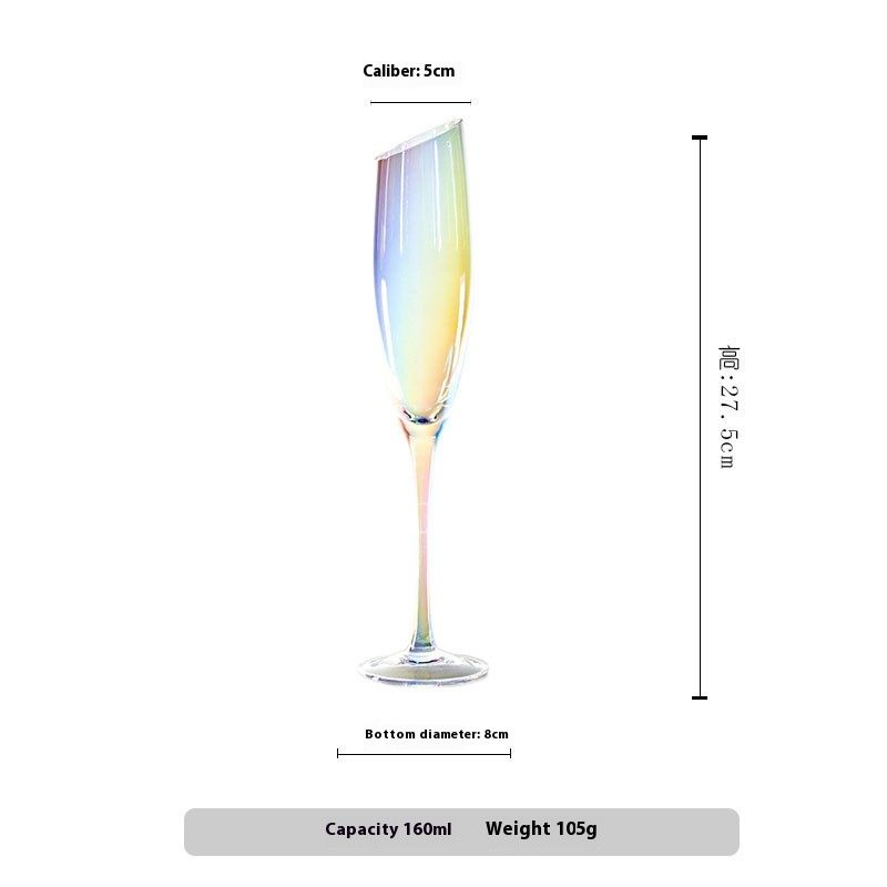 Slanted Champagne Glasses Set of 2, Lead Free Quality Hand Blown Classy Modern Champagne Flutes, Best Gift