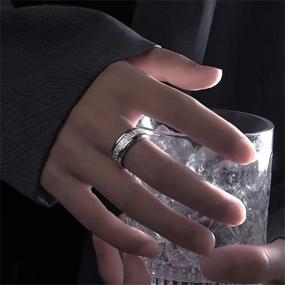 Stainless Steel Titanium Mens Finger Thumb Ring in Silver Tone, Mens Promise Rings, Wedding Band Comfort Fit