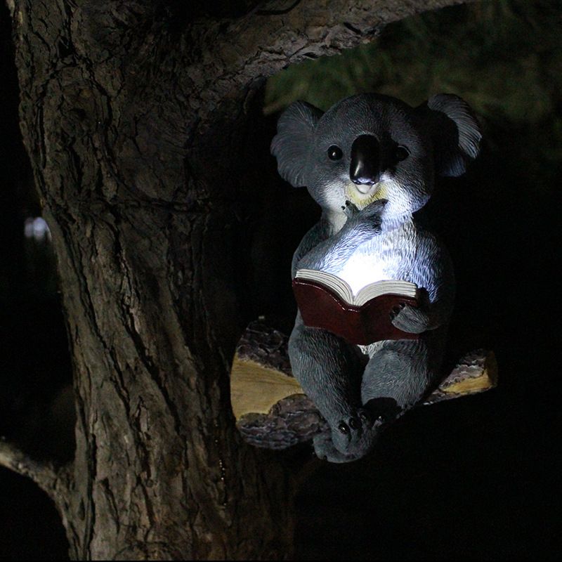 Animal resin ornaments Koala solar lights Creative garden decoration ornaments Resin solar lights Tree hanging