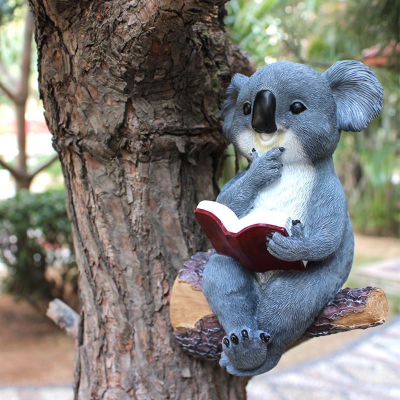 Animal resin ornaments Koala solar lights Creative garden decoration ornaments Resin solar lights Tree hanging