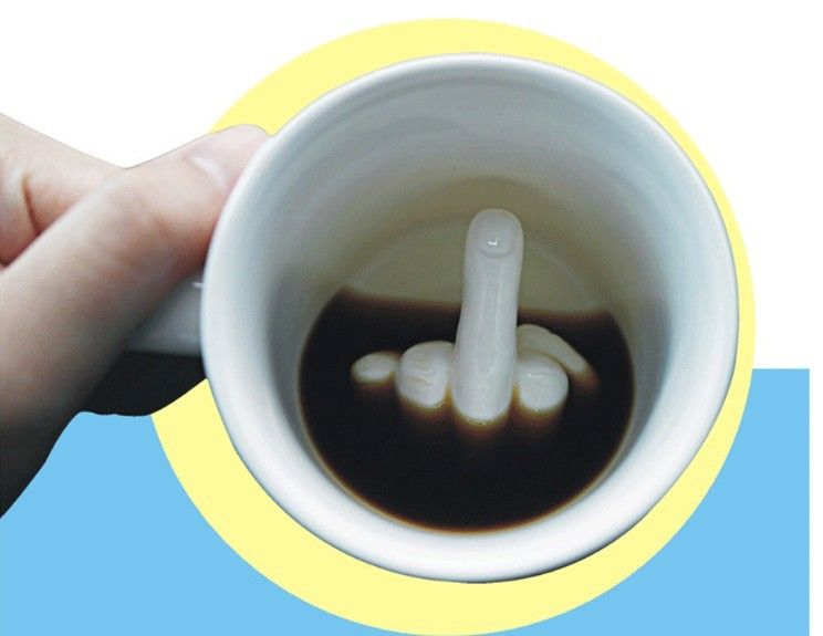 Up Yours Mug Thumbs Up Ceramic Middle Finger Coffee Cup Milk Tea Funny Coffee Gift Mug for New Year