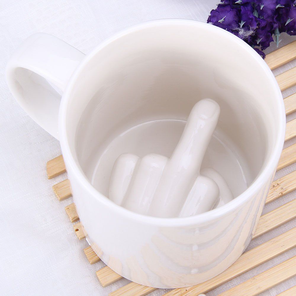Up Yours Mug Thumbs Up Ceramic Middle Finger Coffee Cup Milk Tea Funny Coffee Gift Mug for New Year