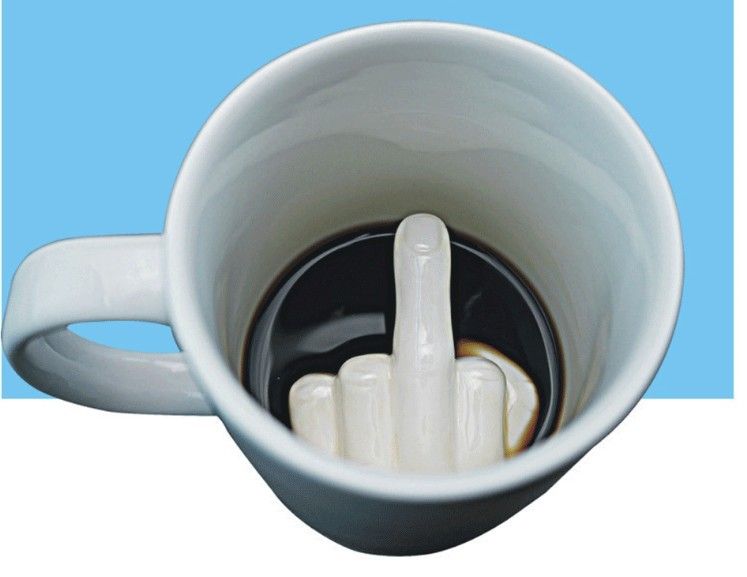 Up Yours Mug Thumbs Up Ceramic Middle Finger Coffee Cup Milk Tea Funny Coffee Gift Mug for New Year