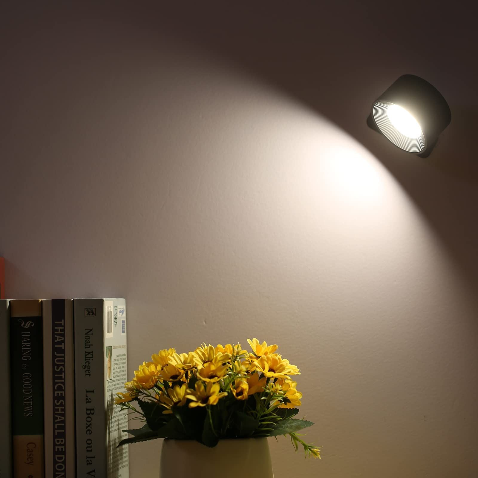 LED Wall Mounted Lights USB Rechargeable 360° Rotate Magnetic Ball Touch Control Wall Sconce for Bedroom Reading Bedside