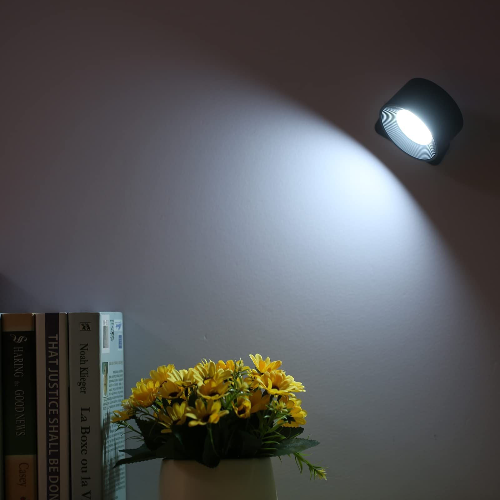 LED Wall Mounted Lights USB Rechargeable 360° Rotate Magnetic Ball Touch Control Wall Sconce for Bedroom Reading Bedside