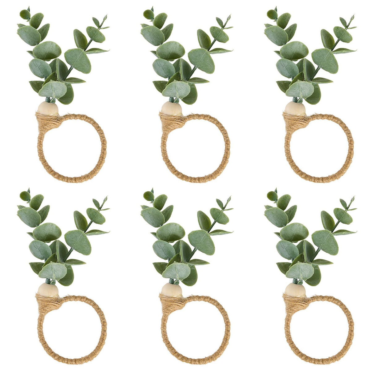 Napkin Rings Set of 6, Spring Napkin Rings, Wood Bead Farmhouse Napkin Rings for Weddings Christmas Party and Easter Table