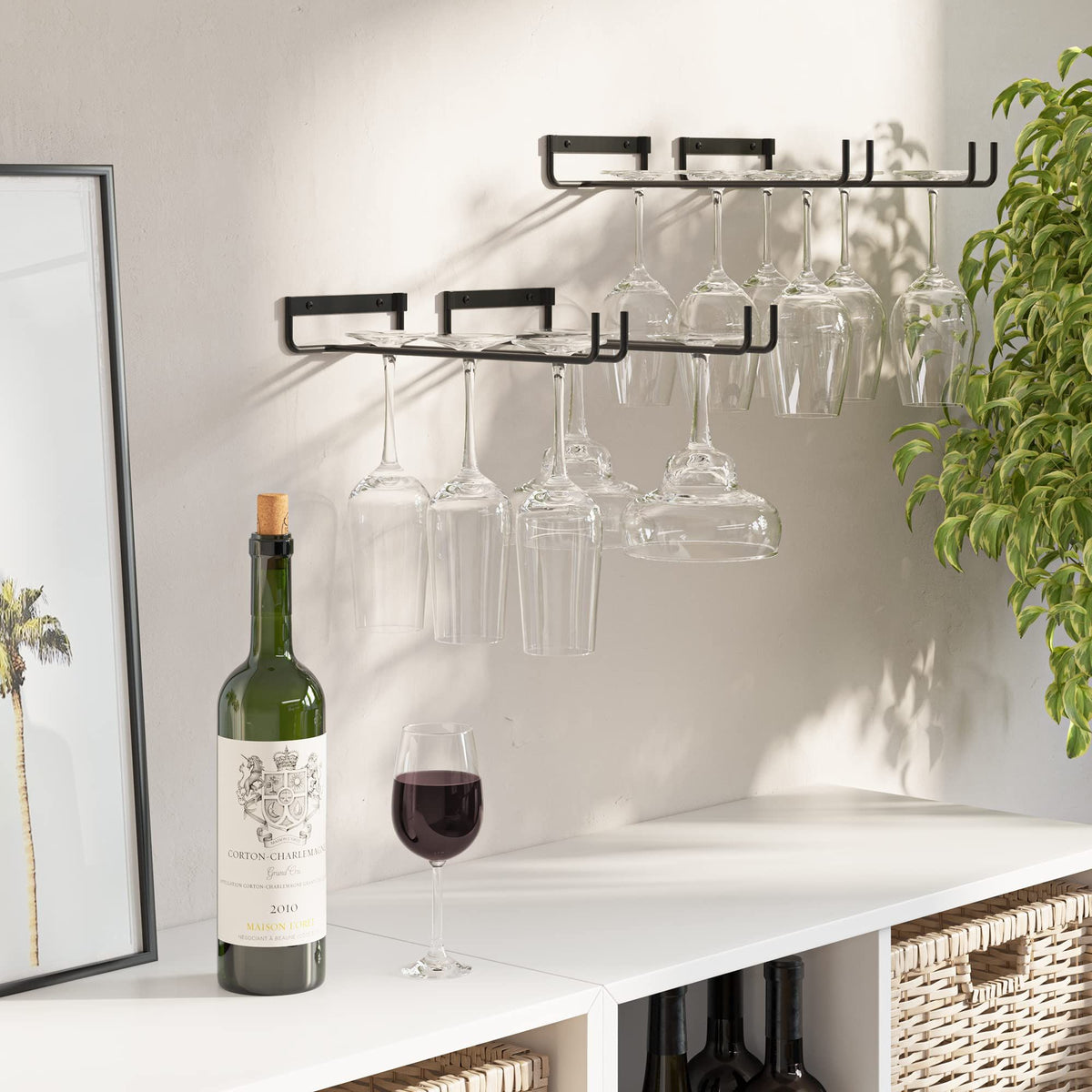 11.8 Inch Wine Glass Rack,Wine Glass Rack Under Cabinet Stainless Steel Stemware Rack - Hanging Stemware Holder (4 Pack)