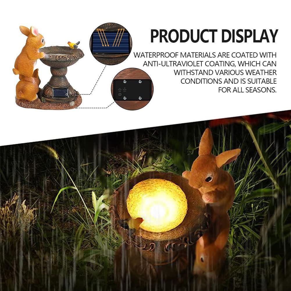 Garden Statues Outdoor Clearance LED Rabbit Solar Garden Statues Waterproof Solar Rabbit Ornaments Garden Light Resin