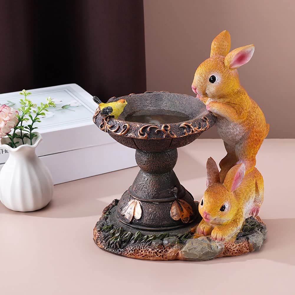 Garden Statues Outdoor Clearance LED Rabbit Solar Garden Statues Waterproof Solar Rabbit Ornaments Garden Light Resin