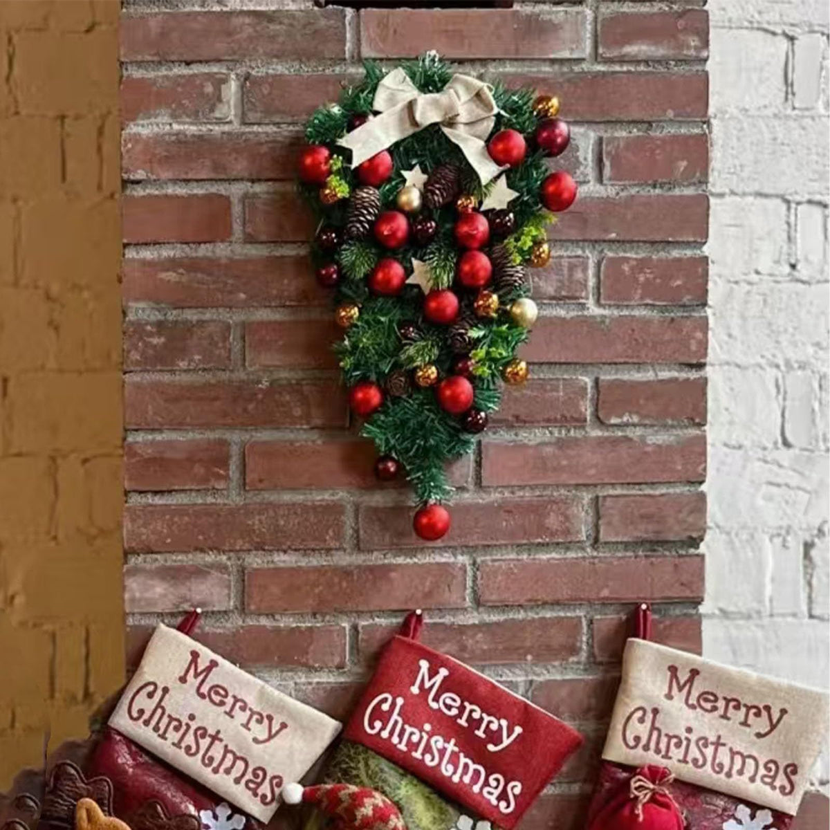 Christmas Wreath Winter Wreath for Front Door Xmas Party Favors Decoration Accessories Door Window Porch Pendant