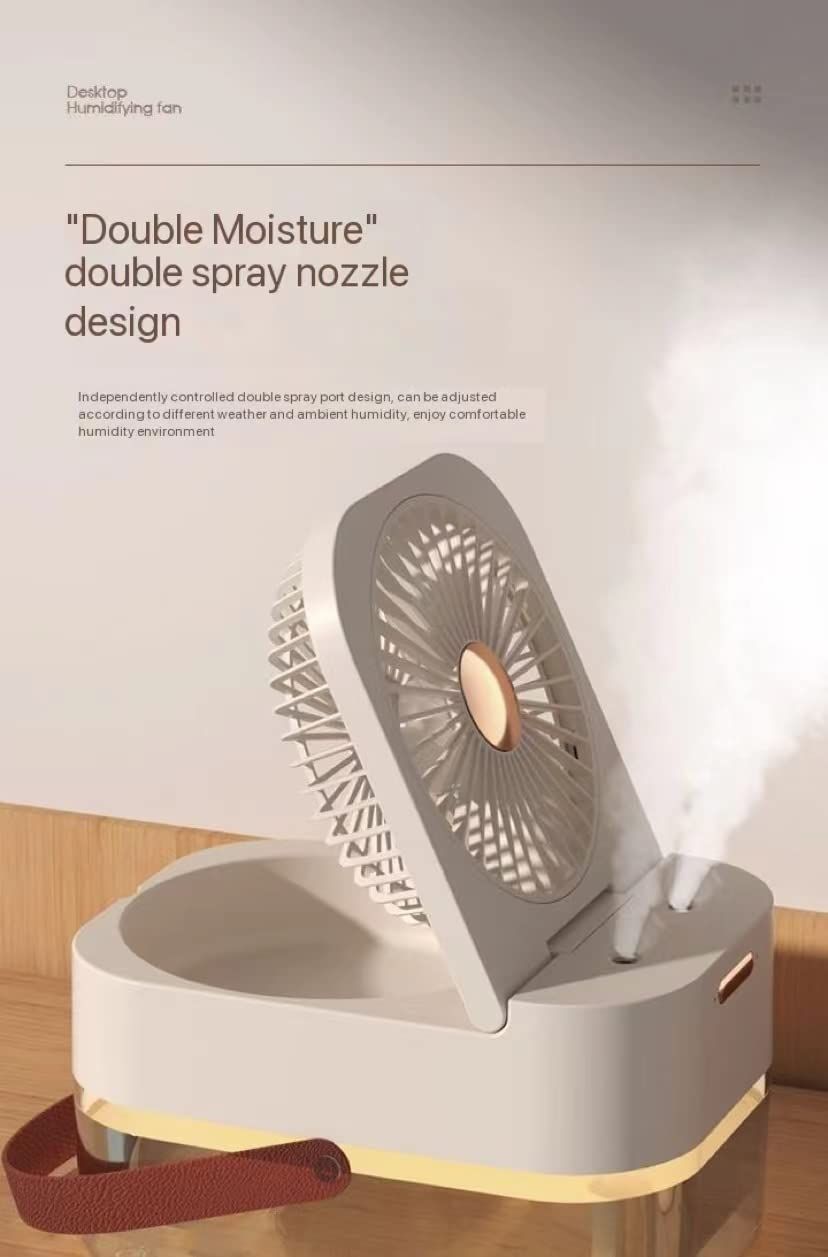 Double-spray Remote Control Timing Spray Humidifier Desktop Small Fan with Night Light Mute Hydration Fan Home Office