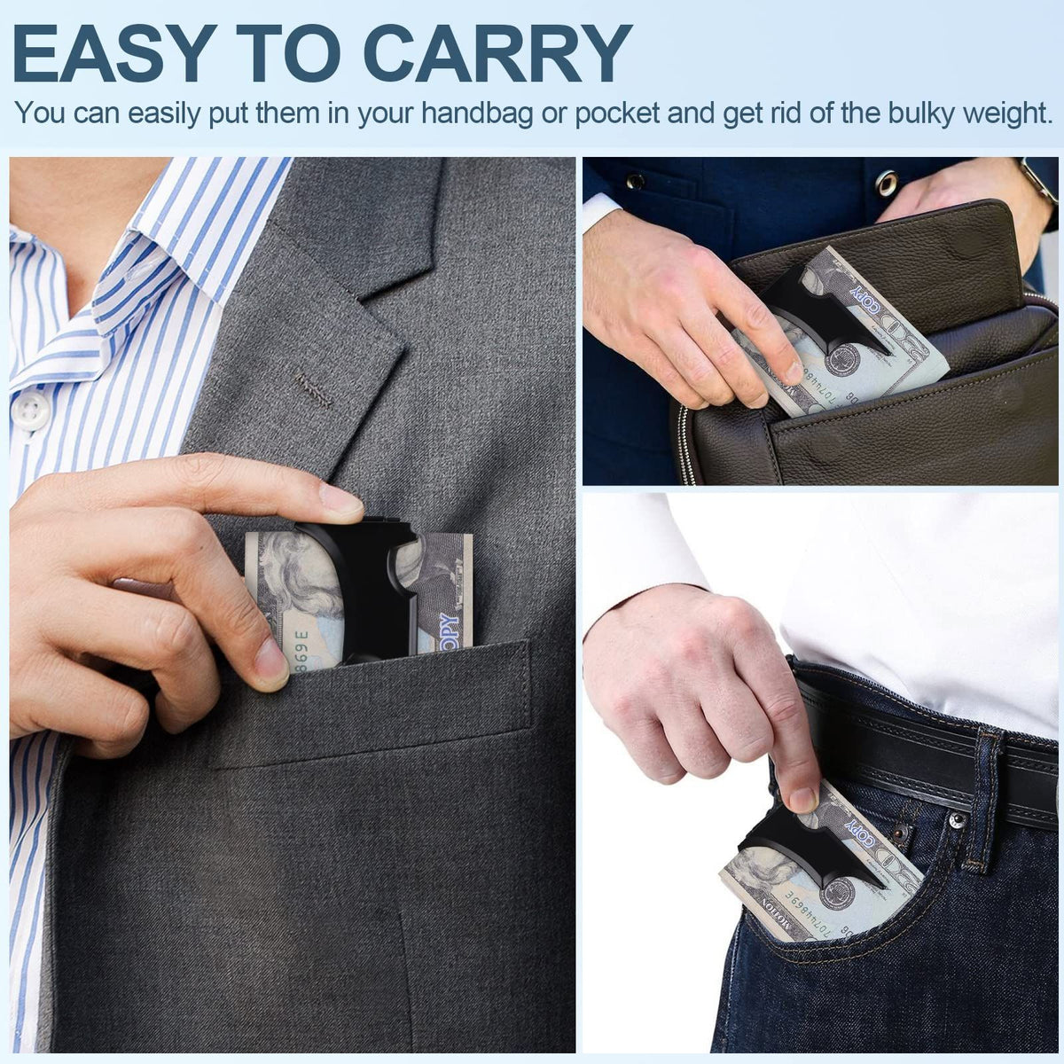 Batman Money Clip for Men, Minimalist Carbon Fiber Money Clip, Money Clip for Bills, Credit Black