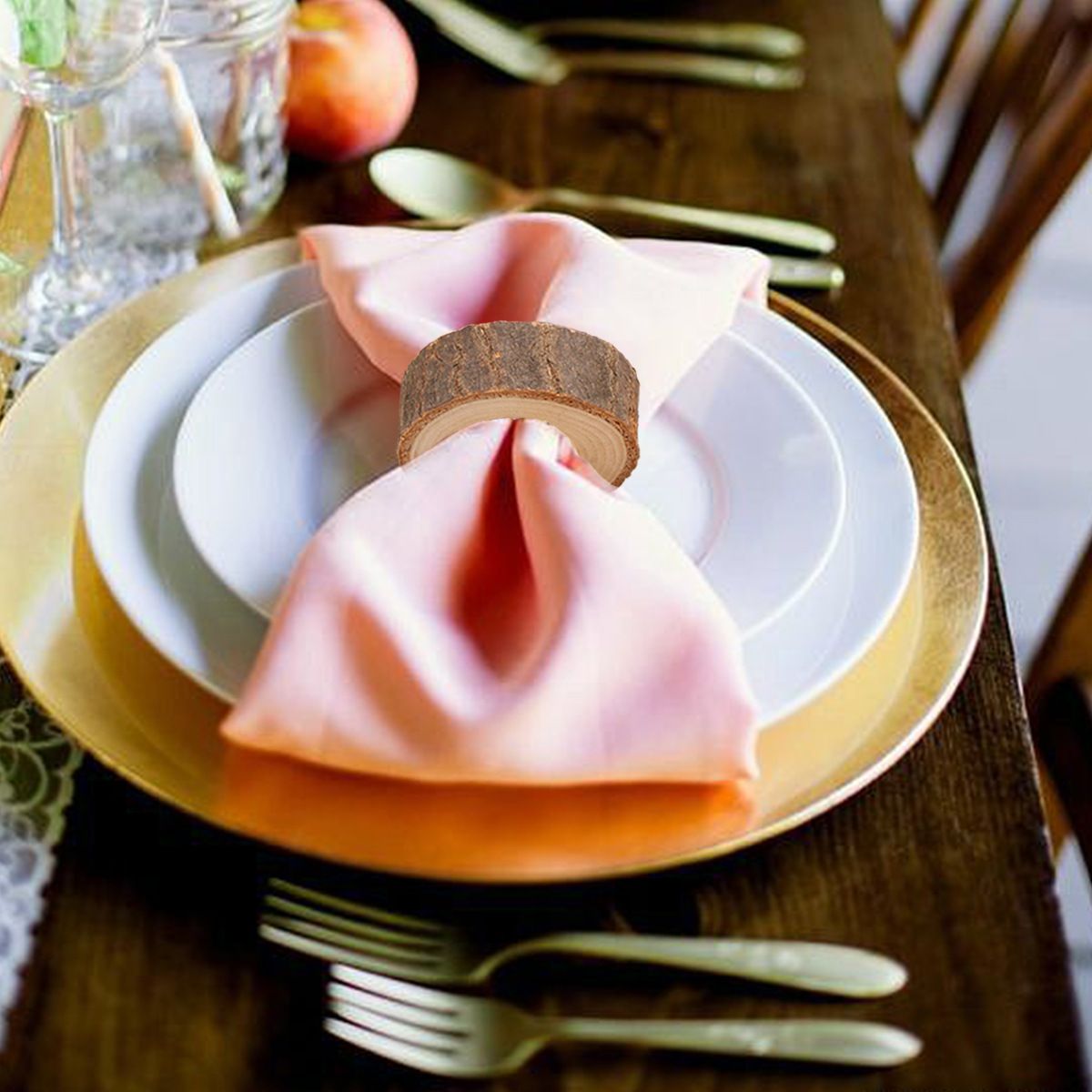 6pcs Wooden Napkin Ring Table Napkin Rings Dining Room Table Decor Creative Napkin Rings Christmas Props Christmas Ornament
