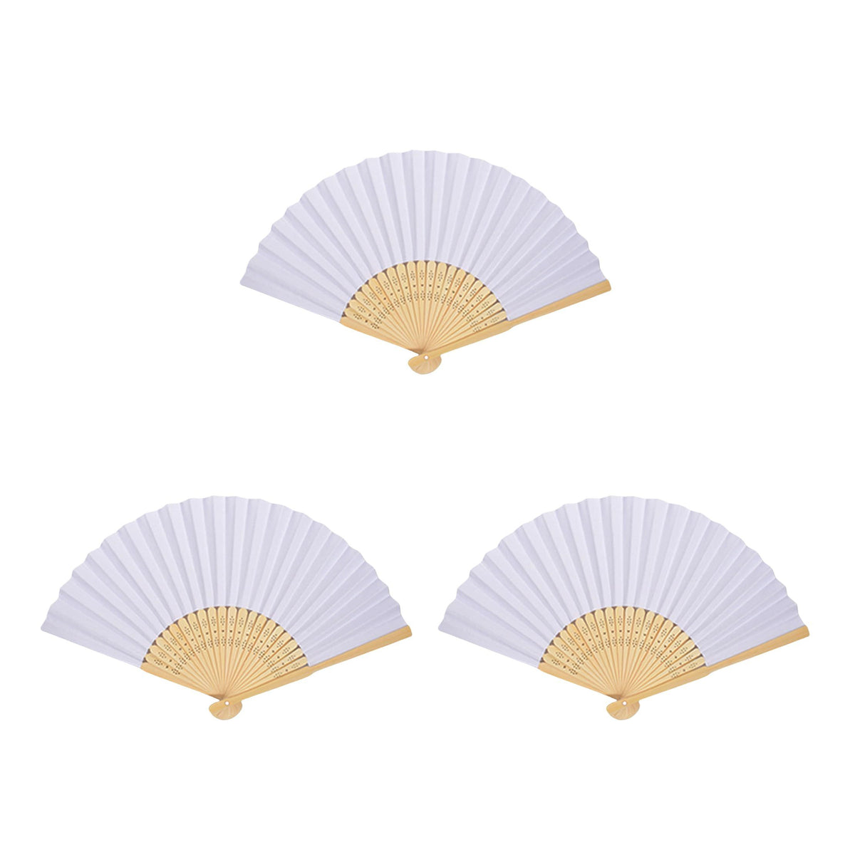 3PCS Foldable Bamboo Fans, Eastern Style Handheld Fan Japanese Chinese Fan for DIY Decoration Wedding Dancing Party