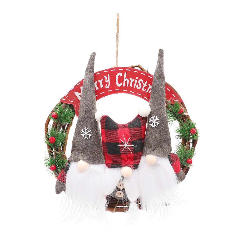 Christmas Wreath Christmas Decorations Christmas Wreath DIY Christmas Fabric Old Man Doll Simulation Rattan Circle