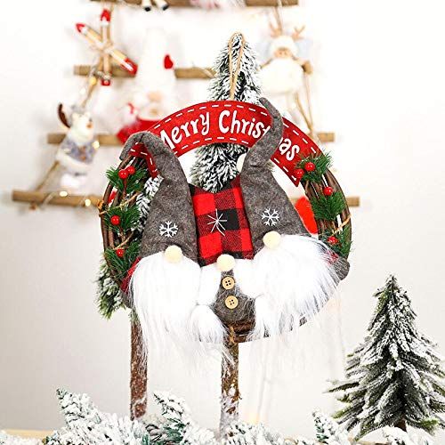 Christmas Wreath Christmas Decorations Christmas Wreath DIY Christmas Fabric Old Man Doll Simulation Rattan Circle