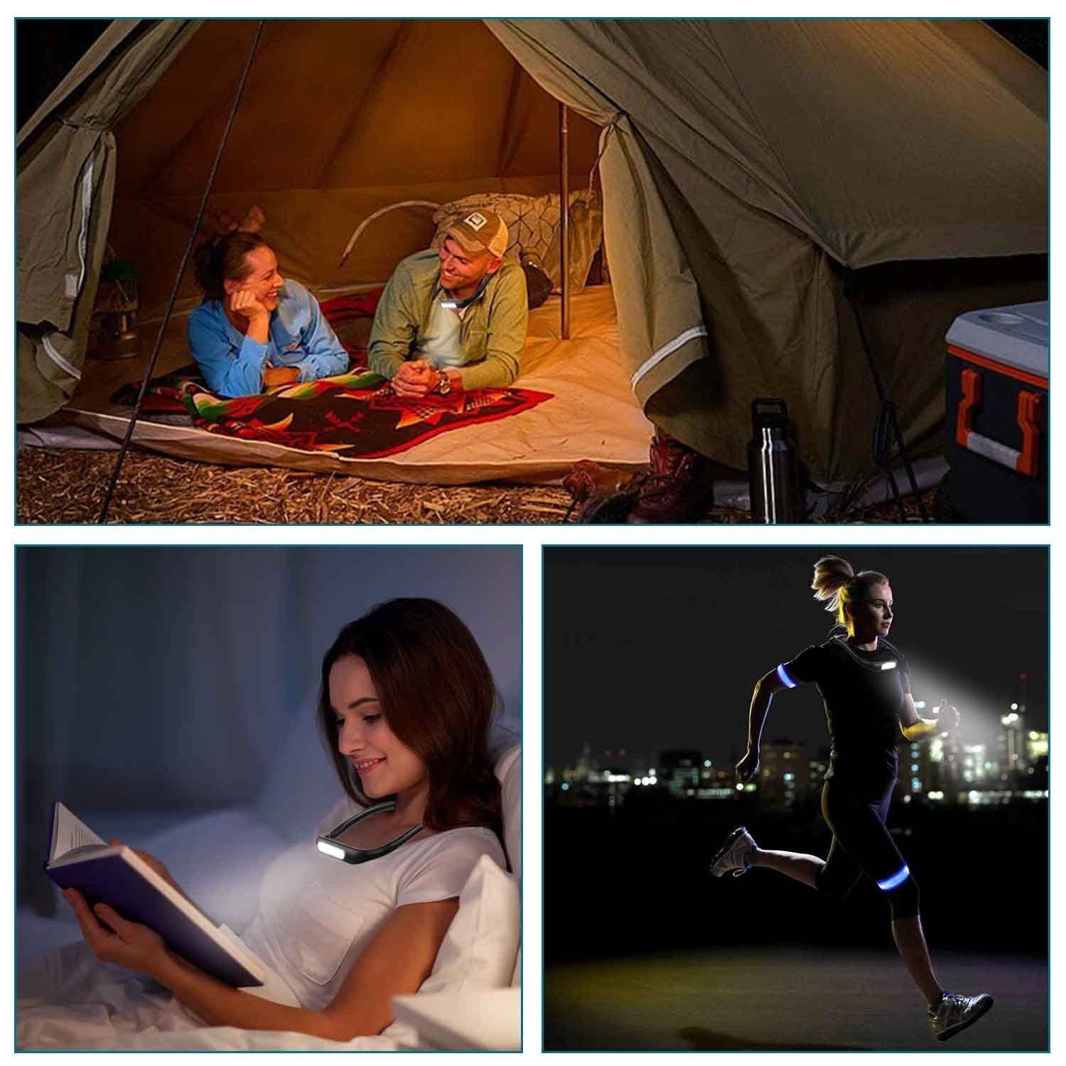 LED Neck Reading Light,Book Light In Bed,Adjustable Brightness Desk Lamp,3 Color with Bendable Arms,Suitable for Repairing