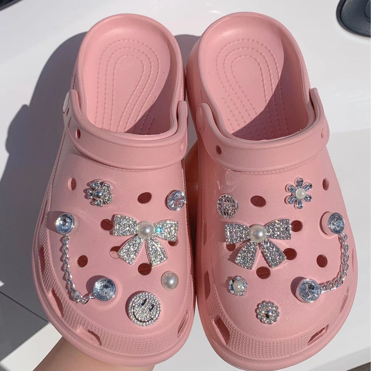 Silver Rhinestone Bling Decoration Charms, Diamond Trend Design Luxury Jewelry Shoe Accessories for Party Favors Birthday Gifts