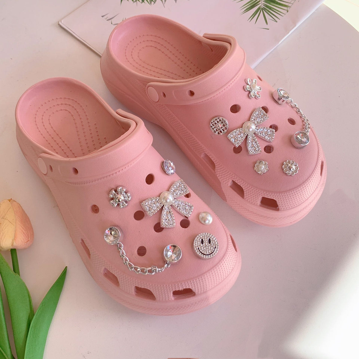 Silver Rhinestone Bling Decoration Charms, Diamond Trend Design Luxury Jewelry Shoe Accessories for Party Favors Birthday Gifts