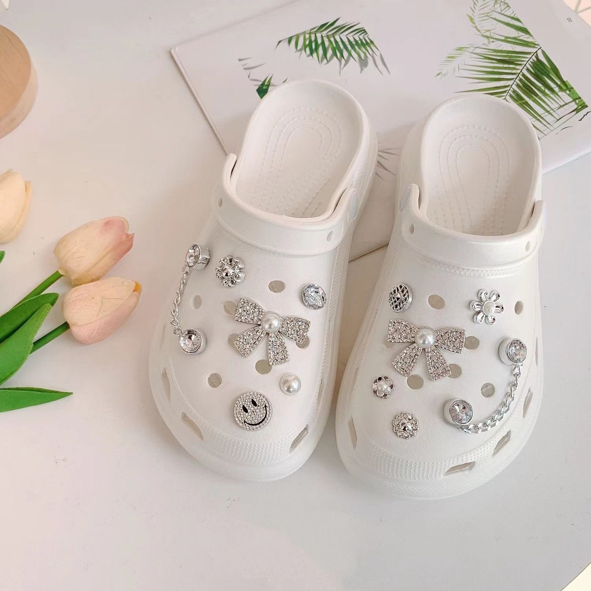 Silver Rhinestone Bling Decoration Charms, Diamond Trend Design Luxury Jewelry Shoe Accessories for Party Favors Birthday Gifts