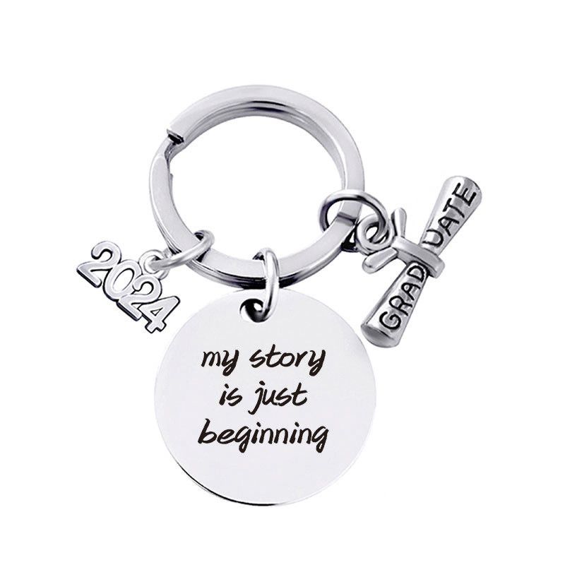 Graduation Keychain Unique Class of 2024 Key Chains Stainless Steel Keyring Funny Grad Student Gifts from Teacher-5pcs
