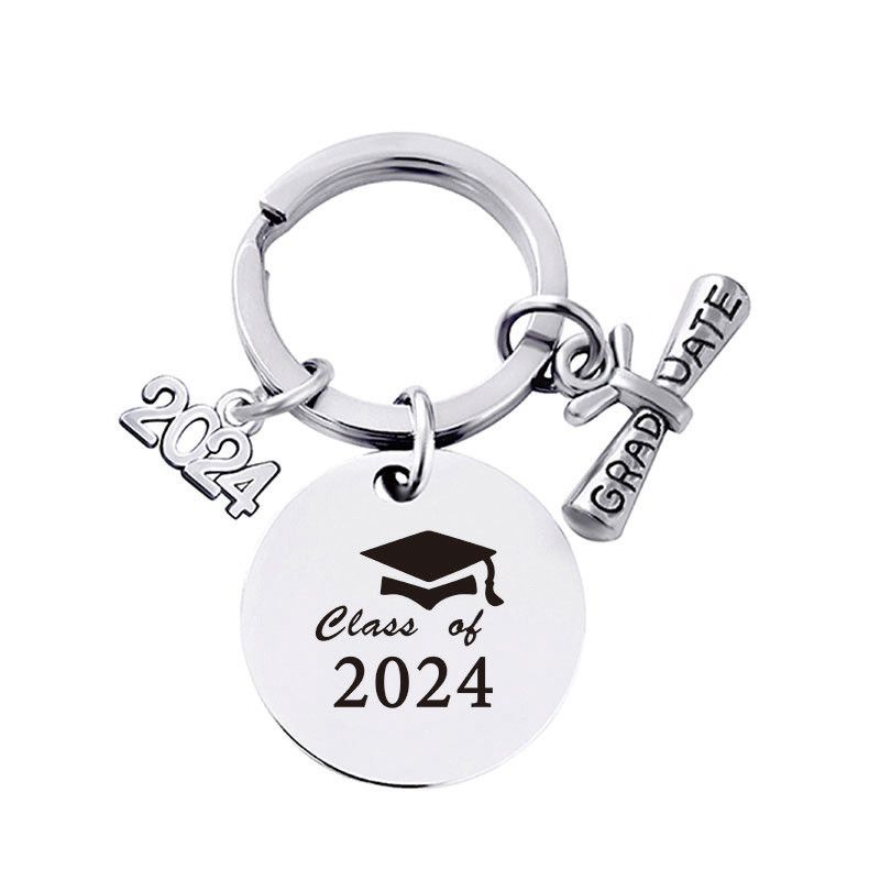 Graduation Keychain Unique Class of 2024 Key Chains Stainless Steel Keyring Funny Grad Student Gifts from Teacher-5pcs