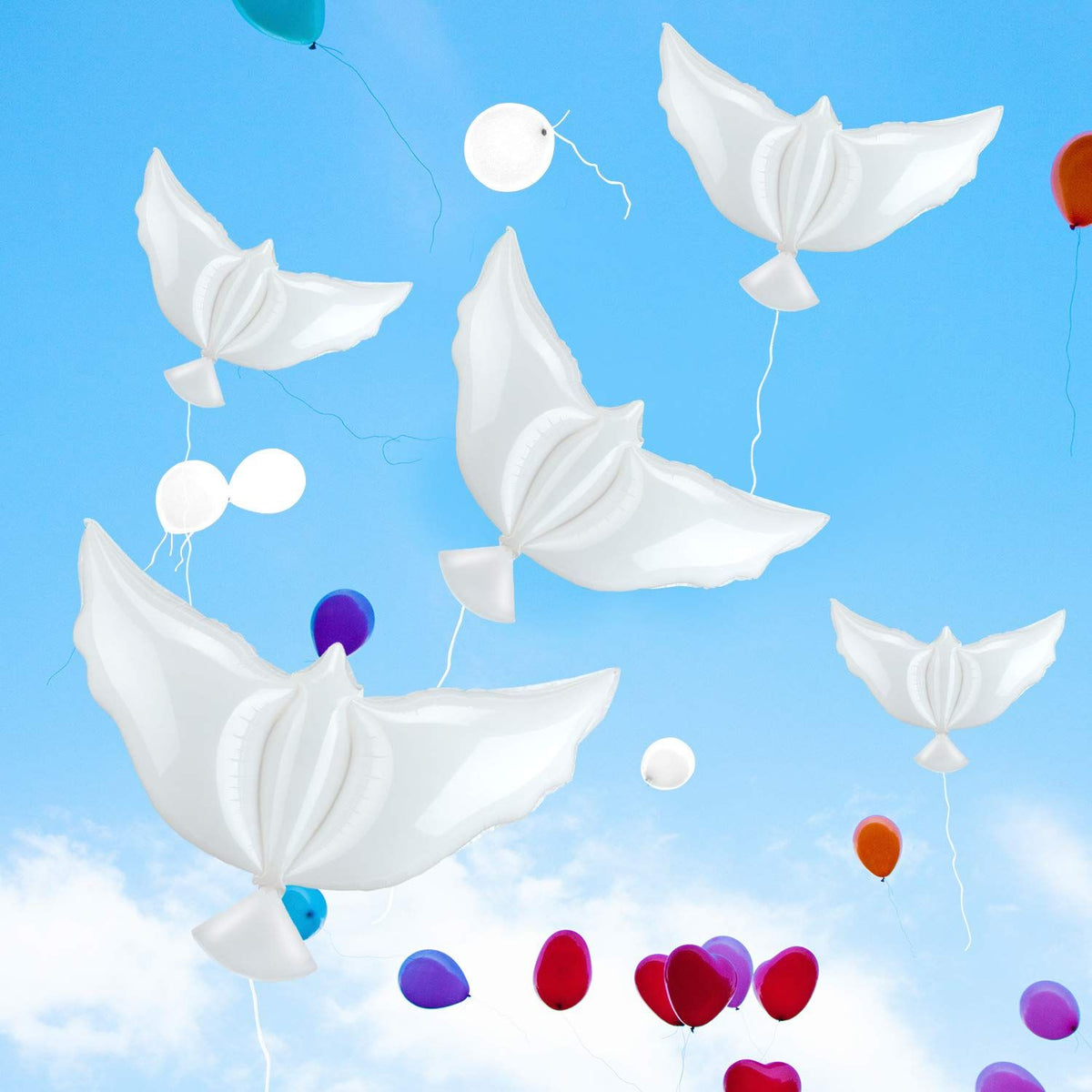 50 Pieces Peace Dove Balloons White Memorial Balloons Pigeon Bird Balloons Ceremonies Party Decorations