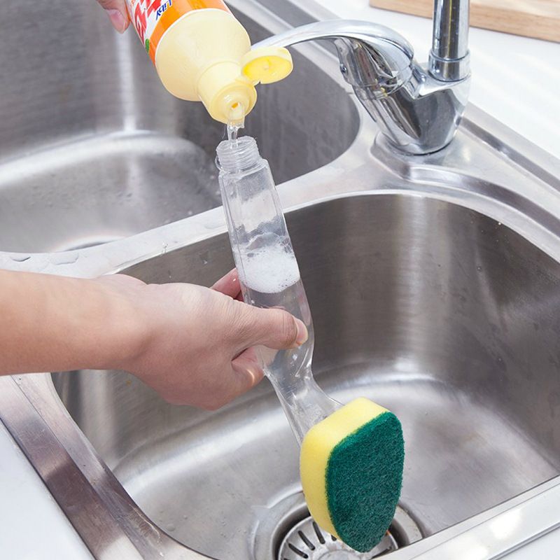 1 Handle and 2 Refill Replacement Sponge Heads, Heavy Duty Dish Wand Refill Non-Scratch Sink Cleaning Brush Pads