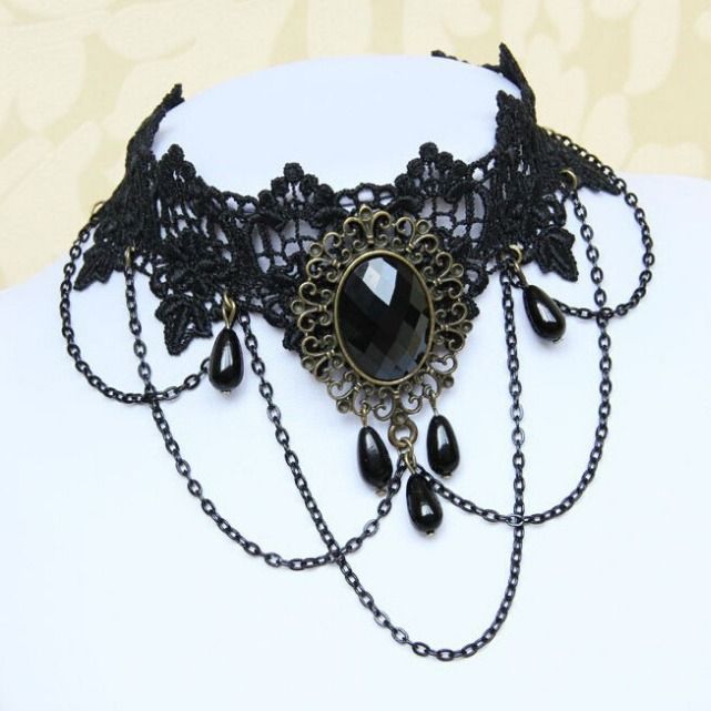 Elegant Necklace Gothic Vintage Stylish Romantic Clear White Lace Necklace Cross Ribbon Choker Christian Halloween