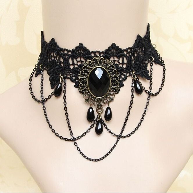 Elegant Necklace Gothic Vintage Stylish Romantic Clear White Lace Necklace Cross Ribbon Choker Christian Halloween