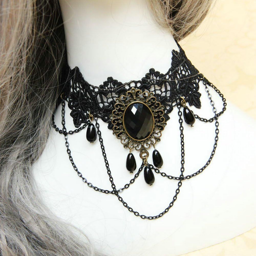 Elegant Necklace Gothic Vintage Stylish Romantic Clear White Lace Necklace Cross Ribbon Choker Christian Halloween