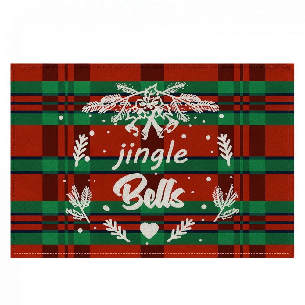 Christmas Placemats Set of 4 Cloth Placemats, 12 x 18 Inch Christmas Decorations Mat Indoor for Dining Table Heat Resistant