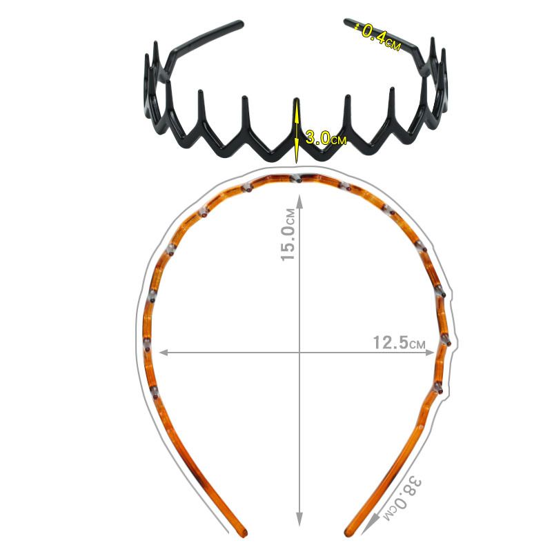 2pcs Zigzag Headband Plastic Wavy Tooth Sharks Tooth Hair Comb Headband for Women's Girls Men Hair Accessory