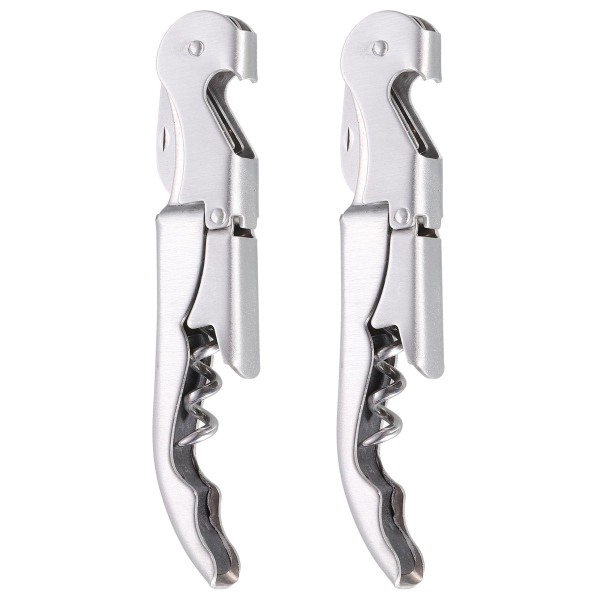 Waiter Corkscrew Wine Key Wine Opener with Foil Cutter,Stainless Steel Classic All-in-one Corkscrew Double Hinged Corkscrew-2pcs