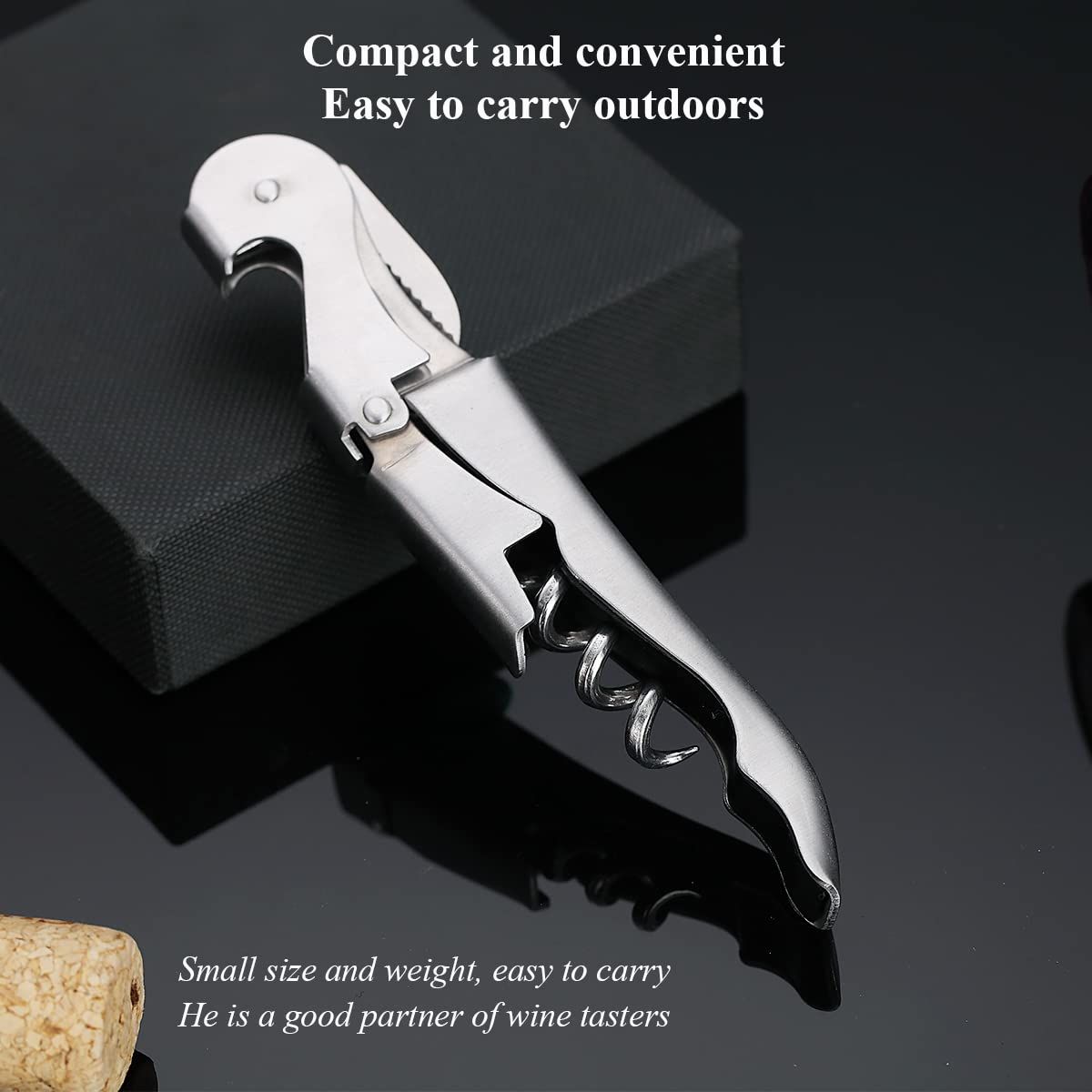 Waiter Corkscrew Wine Key Wine Opener with Foil Cutter,Stainless Steel Classic All-in-one Corkscrew Double Hinged Corkscrew-2pcs